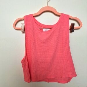 Aerie Offline Wow Coral Cropped Waffle Knit Tank Top Size Xs